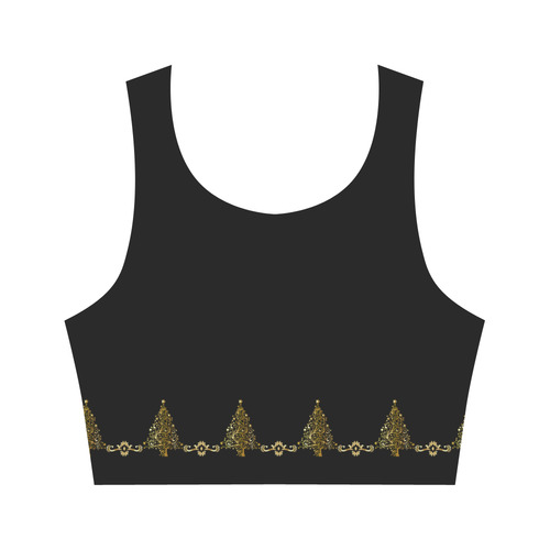 Beautiful Golden Christmas Tree Women's Crop Top (Model T42)