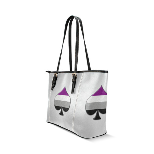 Asexual Pride Ace Symbol Leather Tote Bag/Large (Model 1640)