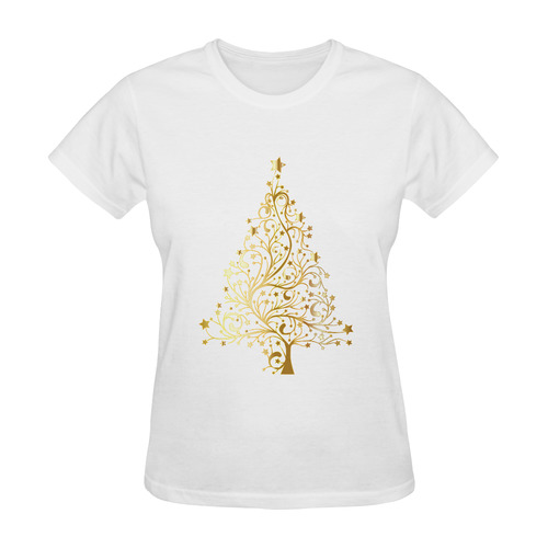 Beautiful Golden Christmas Tree Sunny Women's T-shirt (Model T05)