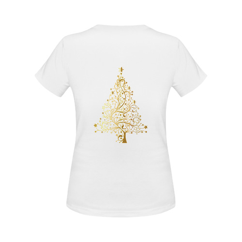 Beautiful Golden Christmas Tree Women's Classic T-Shirt (Model T17）