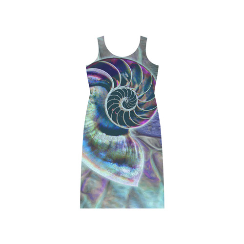 Wonderful Iridescent SHELL SNAIL Phaedra Sleeveless Open Fork Long Dress (Model D08)