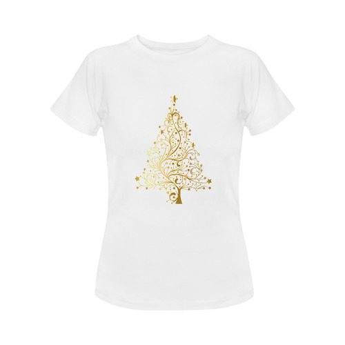 Beautiful Golden Christmas Tree Women's Classic T-Shirt (Model T17）