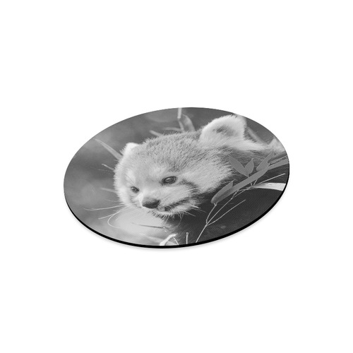 red panda b&w Round Mousepad