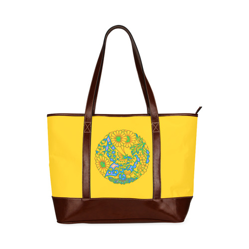 Multicolored Butterflies & Flowers Medallion 3 Tote Handbag (Model 1642)