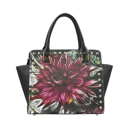 Brilliant Fractal Flower Of Light Rivet Shoulder Handbag (Model 1645)