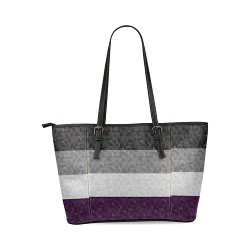 Asexual Pixel Flag Leather Tote Bag/Large (Model 1640)