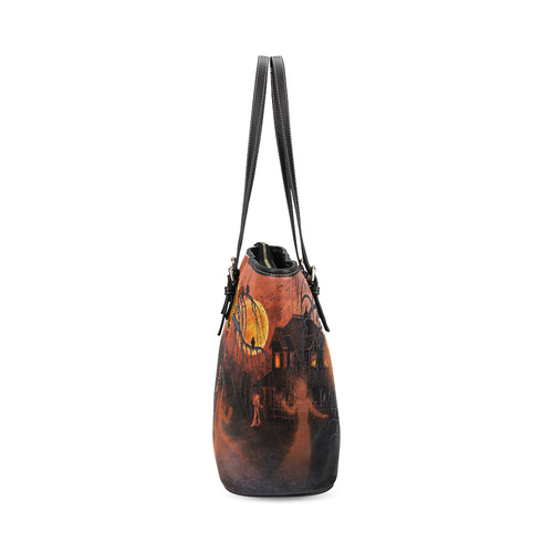 witching hour (halloween) Leather Tote Bag/Large (Model 1640)