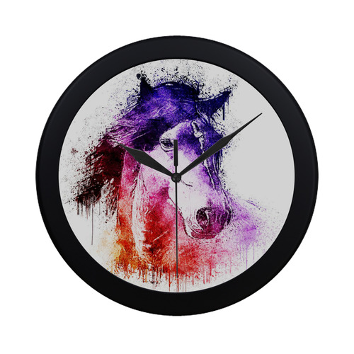 watercolor horse Circular Plastic Wall clock