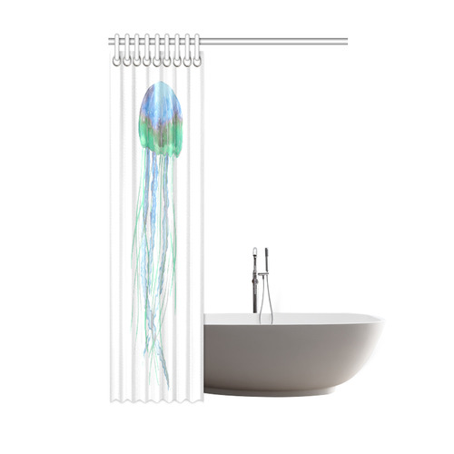 Watercolore JELLY FISH Blue Lilac Green Shower Curtain 48"x72"