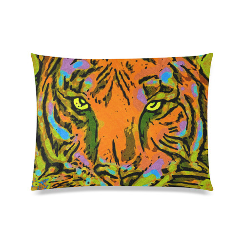 Pop Art TIGER HEAD orange green blue Custom Zippered Pillow Case 20"x26"(Twin Sides)