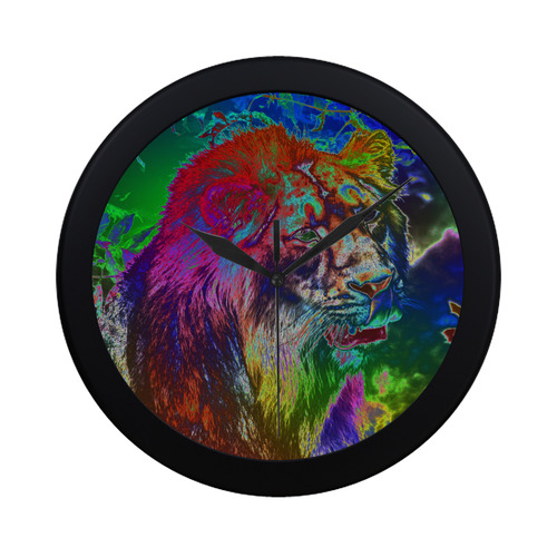 NEON Lion Circular Plastic Wall clock