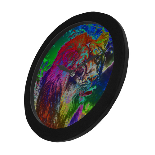 NEON Lion Circular Plastic Wall clock