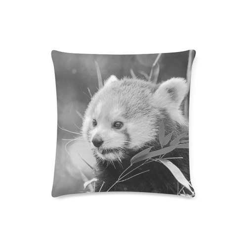 red panda b&w Custom Zippered Pillow Case 16"x16"(Twin Sides)