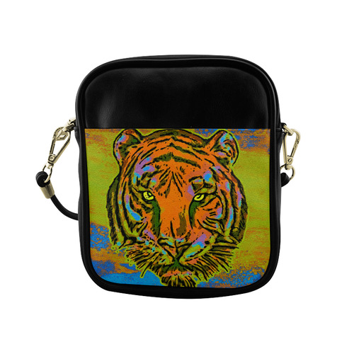 Pop Art TIGER HEAD orange green blue Sling Bag (Model 1627)