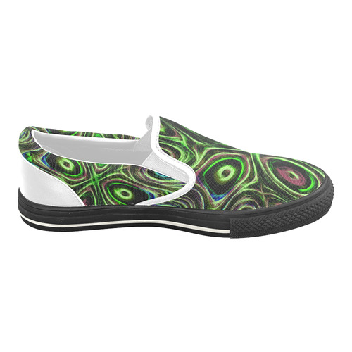 Peacock Strut III - Jera Nour Women's Unusual Slip-on Canvas Shoes (Model 019)