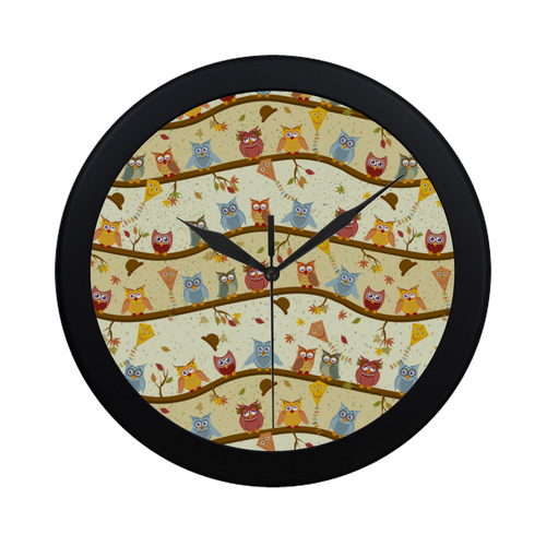 autumn owls Circular Plastic Wall clock