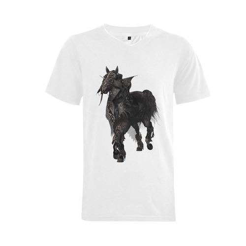 A dark horse in a knight armor Men's V-Neck T-shirt  Big Size(USA Size) (Model T10)