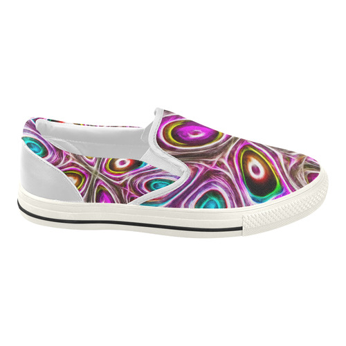 Peacock Strut I - Jera Nour Women's Slip-on Canvas Shoes (Model 019)