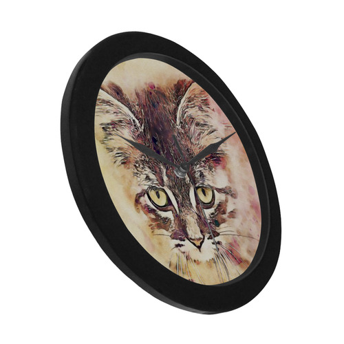 watercolor cat Circular Plastic Wall clock