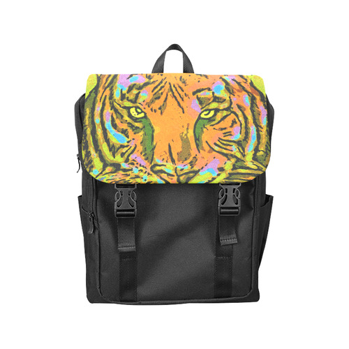 Pop Art TIGER HEAD orange green blue Casual Shoulders Backpack (Model 1623)