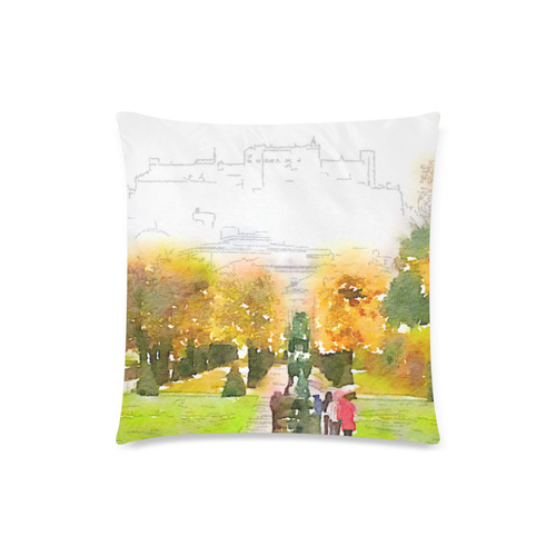 Austria-salzburg,watercolor Custom Zippered Pillow Case 18"x18"(Twin Sides)