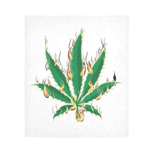 Flaming Marijuana Leaf Cotton Linen Wall Tapestry 51"x 60"