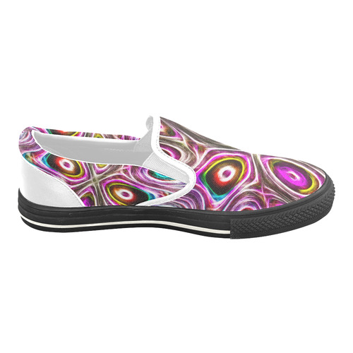 Peacock Strut I - Jera Nour Women's Unusual Slip-on Canvas Shoes (Model 019)