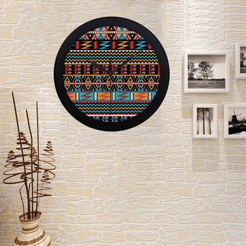 aztec pattern Circular Plastic Wall clock