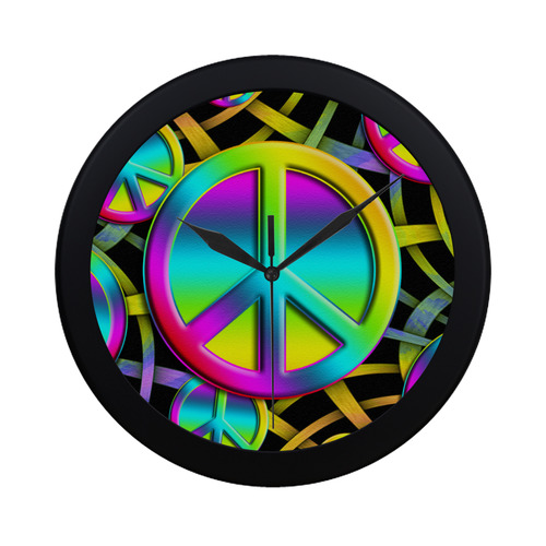 Neon Colorful PEACE pattern Circular Plastic Wall clock