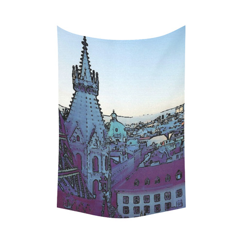 Austria-Vienna City, toony Cotton Linen Wall Tapestry 60"x 90"