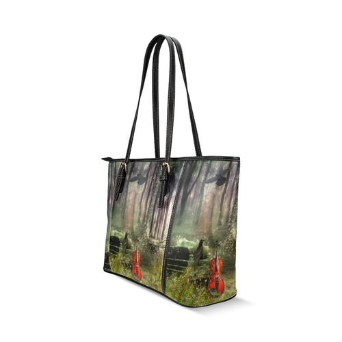 last song (halloween) Leather Tote Bag/Large (Model 1640)