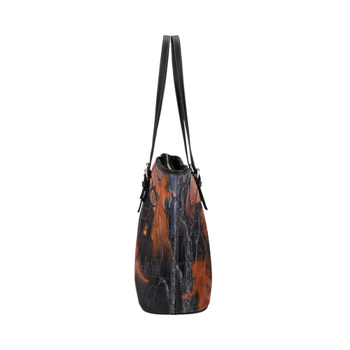 witching hour (halloween) Leather Tote Bag/Large (Model 1651)