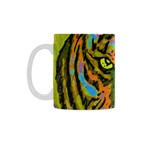 Pop Art TIGER HEAD orange green blue White Mug(11OZ)