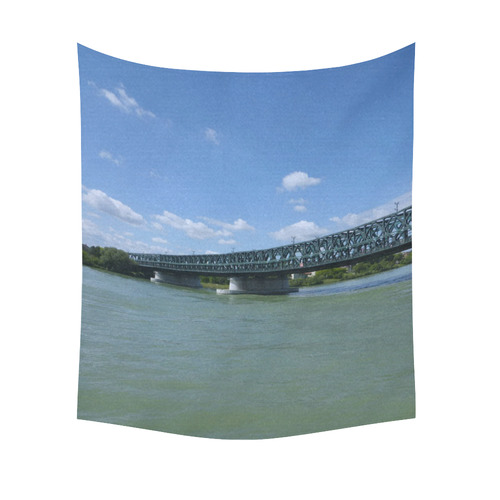 Austria-waterways on the Danube Cotton Linen Wall Tapestry 51"x 60"