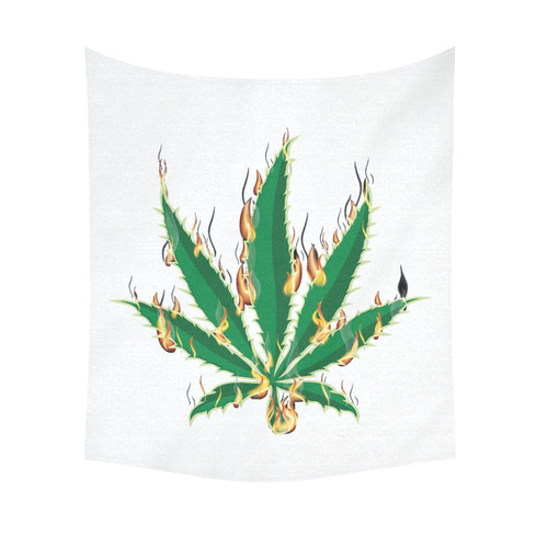 Flaming Marijuana Leaf Cotton Linen Wall Tapestry 51"x 60"