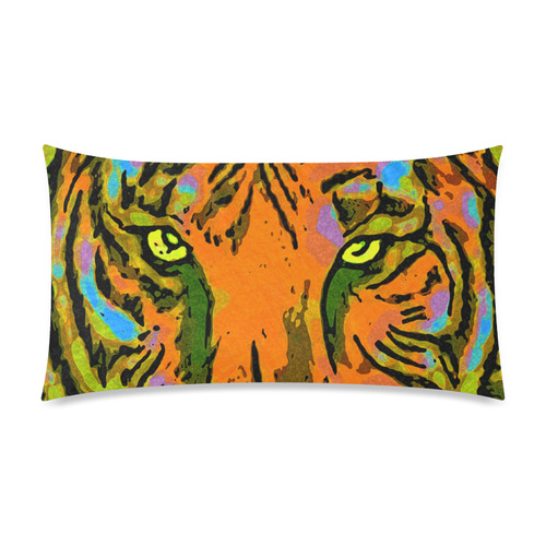 Pop Art TIGER HEAD orange green blue Rectangle Pillow Case 20"x36"(Twin Sides)