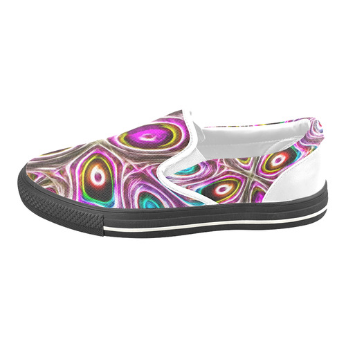 Peacock Strut I - Jera Nour Women's Unusual Slip-on Canvas Shoes (Model 019)