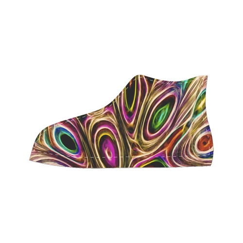 Peacock Strut II - Jera Nour Men’s Classic High Top Canvas Shoes /Large Size (Model 017)