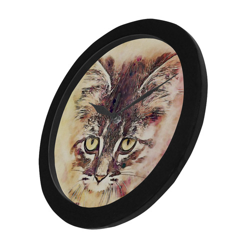 watercolor cat Circular Plastic Wall clock