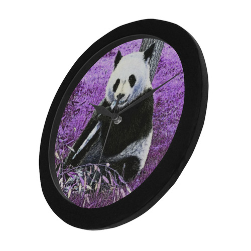funky lilac panda Circular Plastic Wall clock