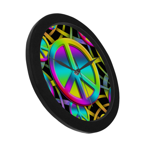 Neon Colorful PEACE pattern Circular Plastic Wall clock