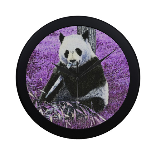 funky lilac panda Circular Plastic Wall clock