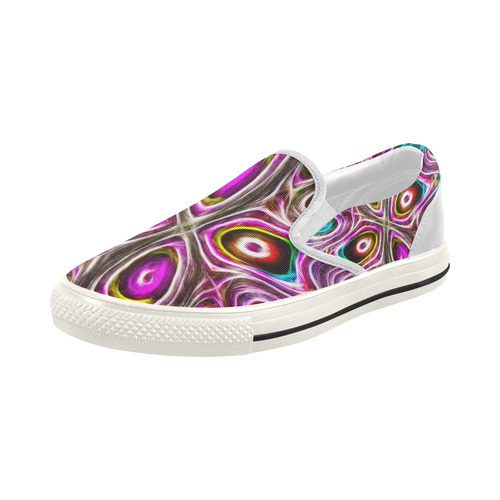 Peacock Strut I - Jera Nour Women's Slip-on Canvas Shoes (Model 019)