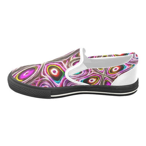 Peacock Strut I - Jera Nour Women's Unusual Slip-on Canvas Shoes (Model 019)