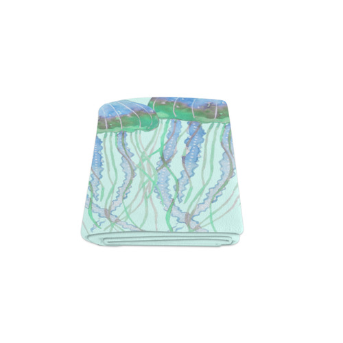 Watercolore JELLY FISH Blue Lilac Green Blanket 50"x60"