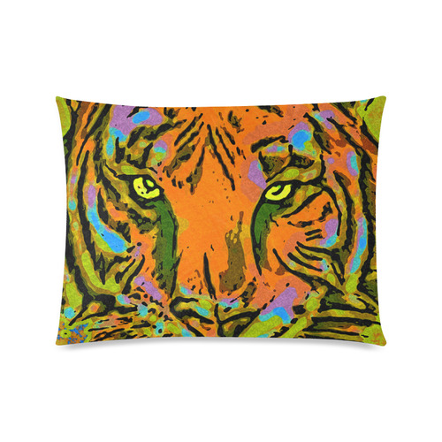 Pop Art TIGER HEAD orange green blue Custom Zippered Pillow Case 20"x26"(Twin Sides)