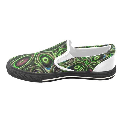 Peacock Strut III - Jera Nour Women's Unusual Slip-on Canvas Shoes (Model 019)