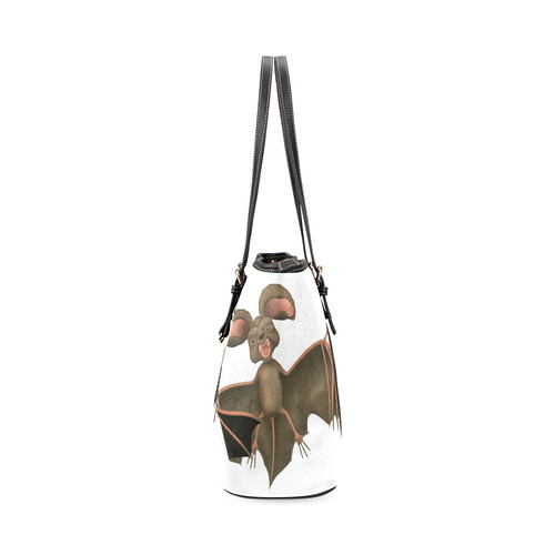 cute bat (halloween) Leather Tote Bag/Large (Model 1640)