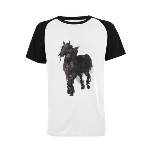 A dark horse in a knight armor Men's Raglan T-shirt Big Size (USA Size) (Model T11)