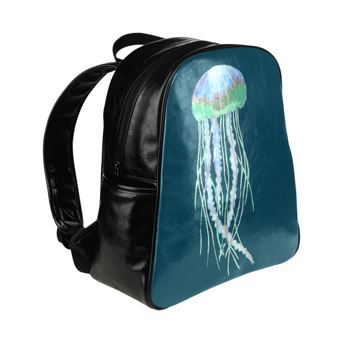 Watercolore JELLY FISH Blue Lilac Green Multi-Pockets Backpack (Model 1636)